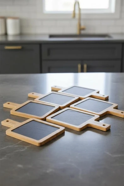 Taşev Lina Doğal Taşlı 6lı Sunum Tabağı - Resim 3