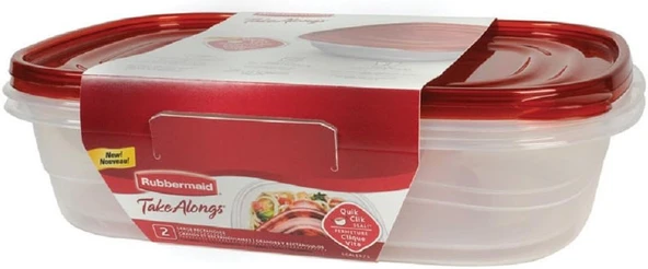 Rubbermaid TakeAlongs Büyük Dikdörtgen Gıda Saklama Kapları, 1 Galon, Ton Biber, 2 Adet