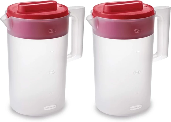 Rubbermaid Simply Pour Sürahi, Çok İşlevli Kapaklı Plastik Sürahi, 1 Galon