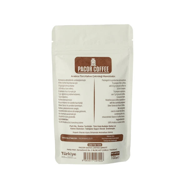 PACOR COFFEE SILVER SERIES ÖĞÜTÜLMÜŞ KAHVE 100g - 2