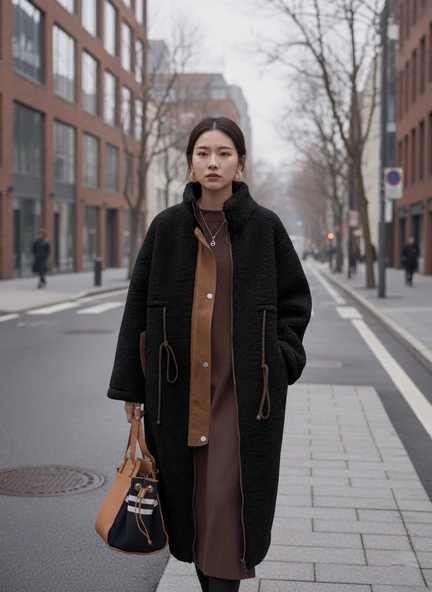 Beli Bağcıklı Kadın Fermuarlı Peluş Ceket - Resim 2