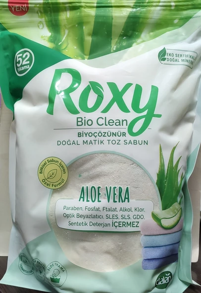 ROXY BİO CLEAN BİYOÇÖZÜNÜR DOĞAL MATİK TOZ SABUN 1600GR ALOE VERA ürün görseli 1