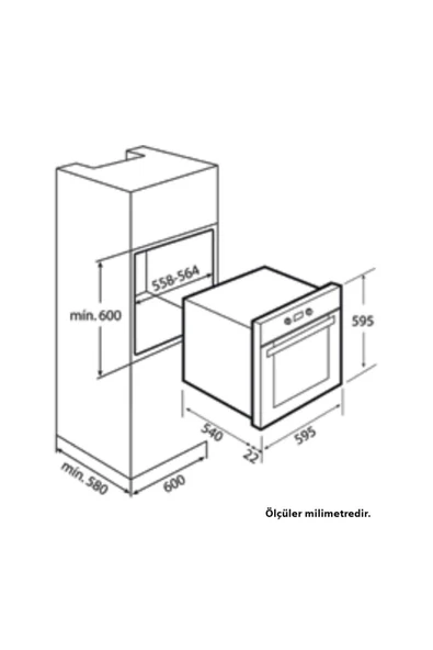 Teka HAK 625 BK Ankastre Fırın, Siyah cam, 6 Programlı, 65 LT - 2