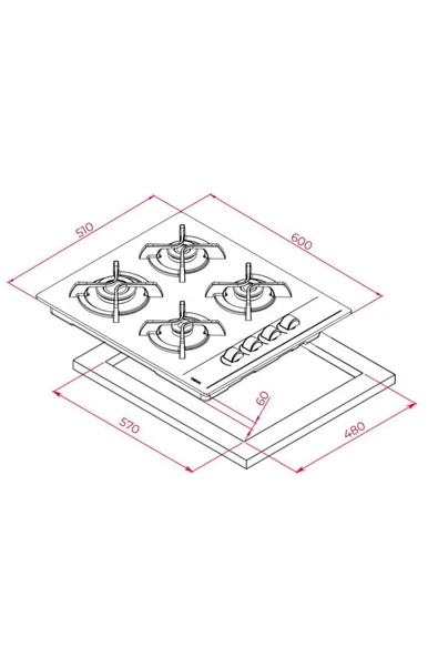 Teka Gbc 64002 Kbc Wh Beyaz Döküm Izgaralı Ocak - 3
