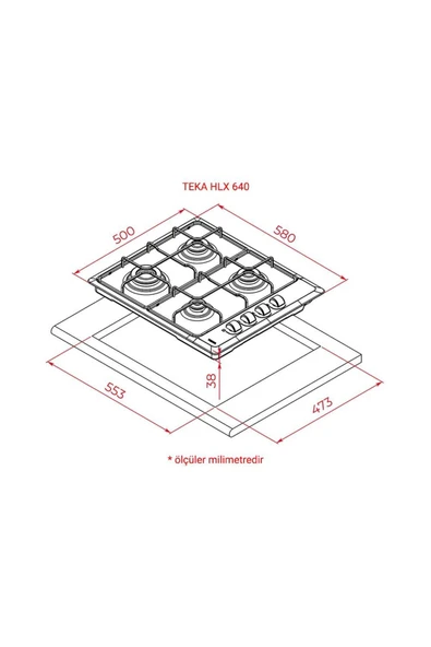 Teka HLX 640 KBA0E IX E5 Ankastre Ocak, Inox, 60 cm - 2