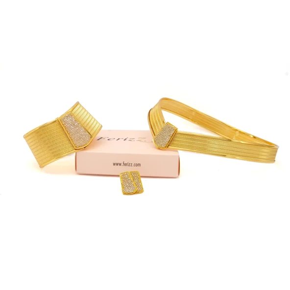 Altın Kaplama Trabzon Hasır Taşlı Set - SET-168 ürün görseli