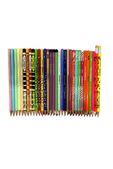 (klasik,desenli,pastel) 2b Kurşun Kalem 12 Adet Karışık ürün görseli 1