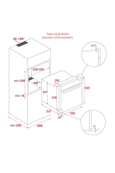 Teka HLB 8400 WH Ankastre Fırın, Beyaz, 9 program, 70 Lt - 4