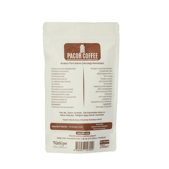 PACOR COFFEE SILVER SERIES ÖĞÜTÜLMÜŞ KAHVE 250g - 2