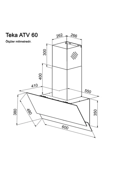 Teka ATV 60 Davlumbaz, 60 cm, Siyah - 2