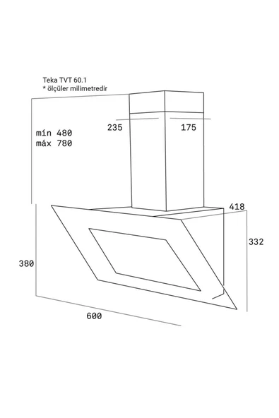 Teka TVT 60.1 Duvar tipi Davlumbaz, Beyaz, 60cm, - 2
