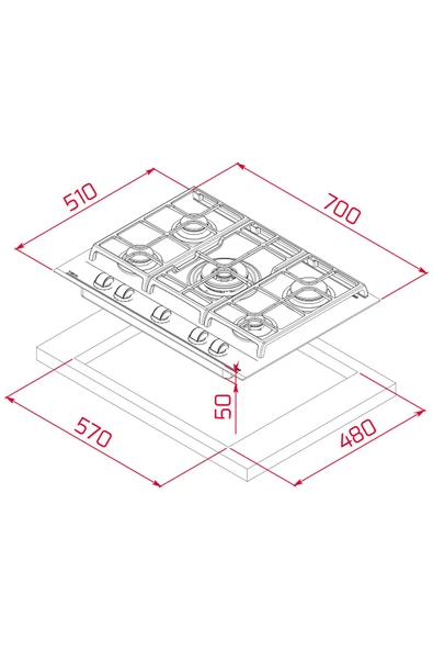 Teka Gzc 75330 St Exactflame 5 Gözlü Gri 70 Cm Ankastre Gazlı Ocak - 3