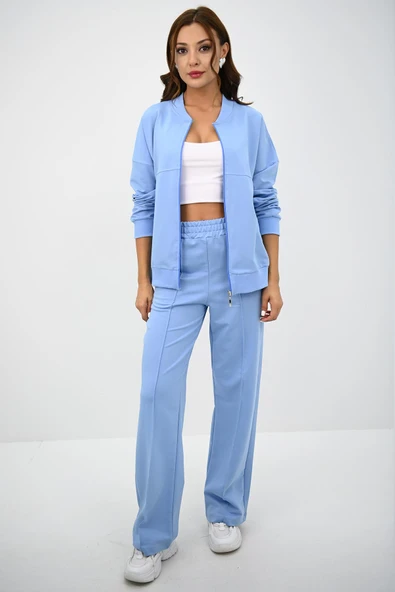 Kadın Bol Paça Fermuarlı Eşofman Takımı 4144-25 - 8