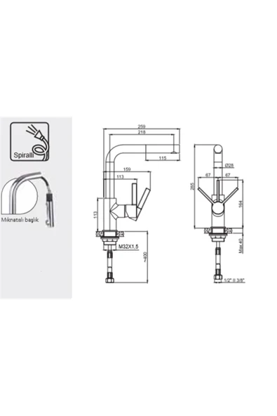 Adell Kelvin Spiralli 360 Derece Dönebilen Krom Mutfak Bataryası 15731161 - 4