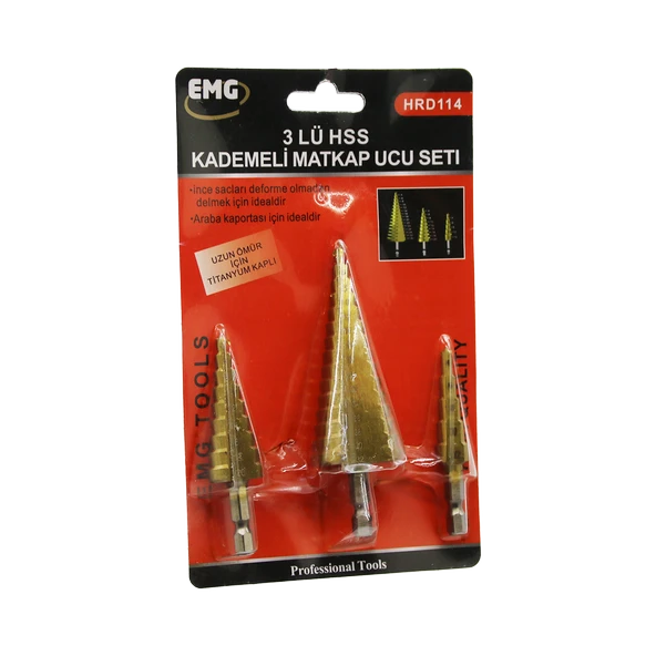 3 PARÇA  HSS KADEMELİ MATKAP UCU SET-Findit ürün görseli 1