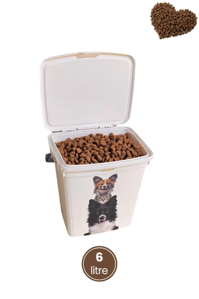 Kedi Köpek Mama Kovası ve Tüy Toplayıcı Seti, Kapaklı Kulplu Mama Saklama Kabı + Tüy Toplayı Rulo - Resim 2