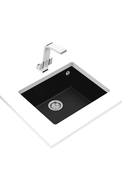 Teka SQUARE 50.40 TG BLACK Granit Evye, Siyah, Tezgah altı, 50x40cm - 2