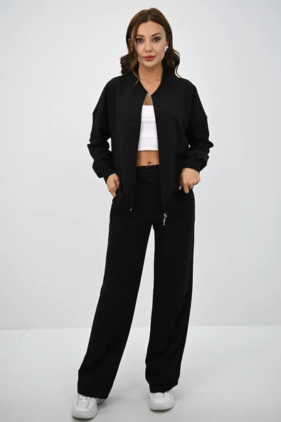 Kadın Bol Paça Fermuarlı Eşofman Takımı 4144-25 - 2