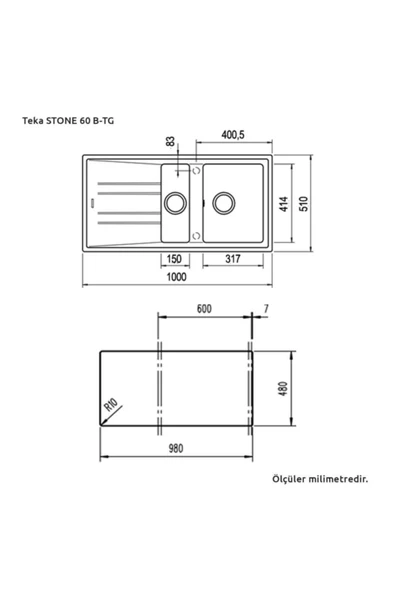 Teka Stone 60 B-tg Auto Whıte Granit Evye, Beyaz - 2