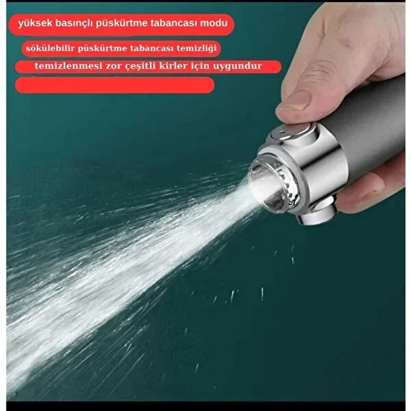 Yeni Nesil Çok Masajlı Fonksiyonlu Ayarlanabilir Arıtmalı Krom Kaplı Duş Başlığı El Duşu (2818) - Resim 4