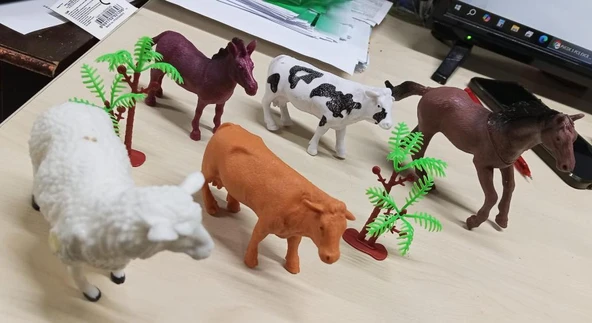 Plastik Çiftlik Hayvanları Oyuncak At Koyun İnek Tay 7 Parça - Resim 4