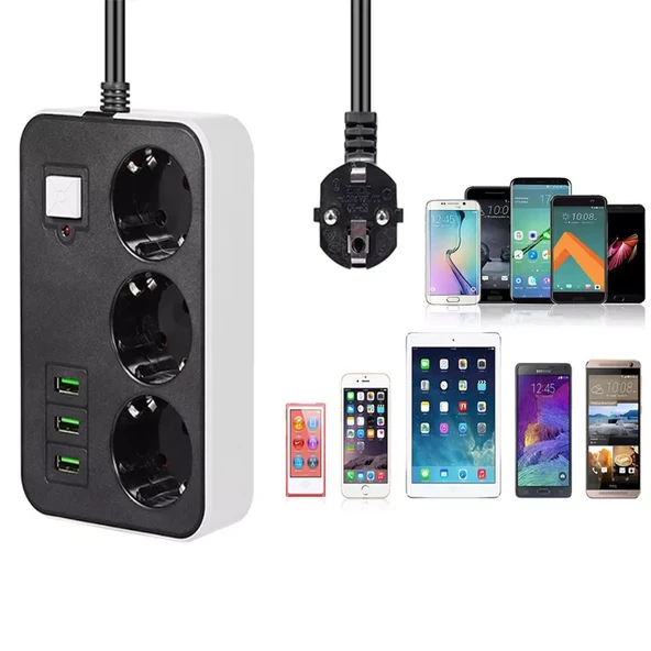 3 USB’li 3’lü 1.8 m Akım Korumalı Priz-Findit - Resim 5