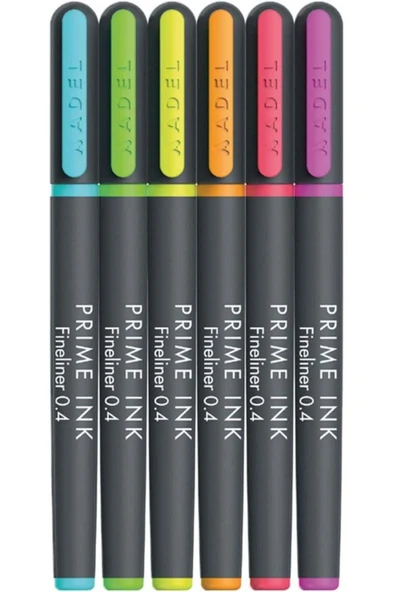 ADEL Prime Ink Fineliner 6'lı Neon Klasik İnce Uçlu Kalem - Resim 2