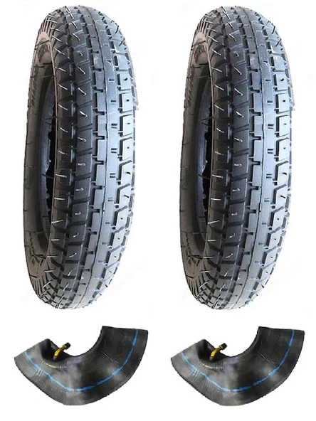 DIAMOND 3.00-8 Tube Type 6PR (6 Kat) Engelli Araç Dış Lastiği X 2 Adet + Eğri Sibop İç Lastik Seti ürün görseli 1