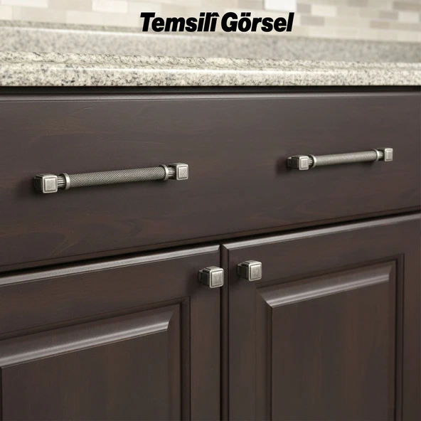 Talas Antik Gümüş 288 mm Metal Tırtıklı Kulp Kulpları Mobilya Çekmece Dolap Kapak Kulpu Dayanıklı - Resim 3