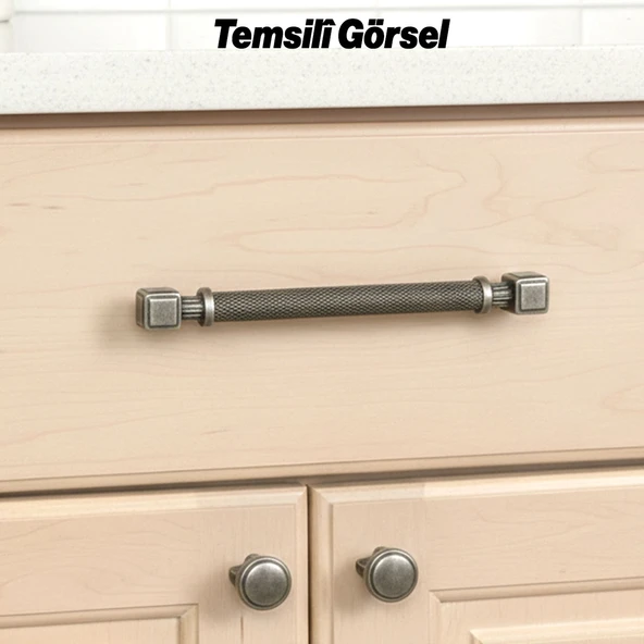 Talas Antik Gümüş 256 mm Tırtıklı Metal Kulp Kapak Kulpu Dayanıklı Kulpları Mobilya Çekmece Dolap - Resim 8
