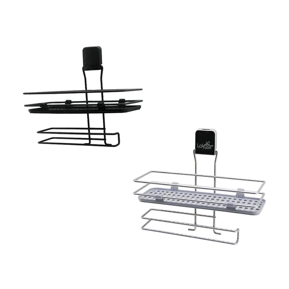 METAL MİX : SİYAH - KROM ROZA RAFLI KAĞIT HAVLULUK YAPIŞKANLI MONTAJ - PLS RAF-Findit ürün görseli 1