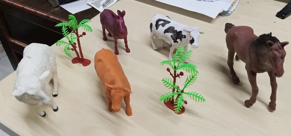 Plastik Çiftlik Hayvanları Oyuncak At Koyun İnek Tay 7 Parça - Resim 2