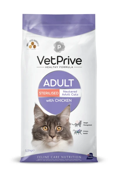 Vet Prive Kısırlaştırılmış Tavuklu Kedi Maması 1,5 Kg ürün görseli