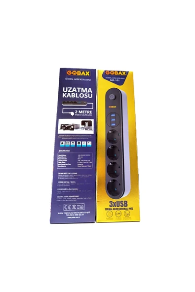 Termal Akım Korumalı Grup Priz Ve 3’lü Usb Şarj Aleti-Findit - Resim 3