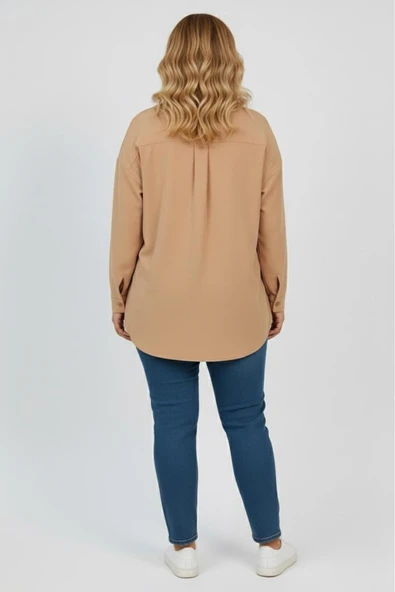 Kadın Büyük Beden Pul Payet İşlemeli Uzun Kollu Gömlek 1985-26 - 11