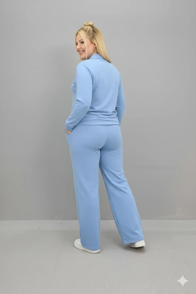 Kadın Büyük Beden Uzun Kollu Polo Yaka Eşofman Takımı 8212-26 - 7
