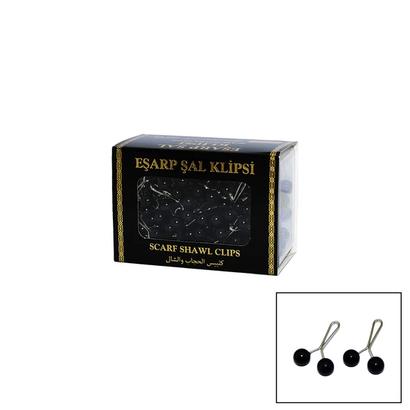 SİYAH 100 PARÇA  EŞARP BAŞÖRTÜ - ŞAL KLİPSİ-Findit ürün görseli 1