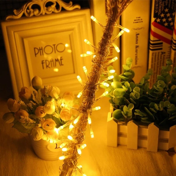 10 Metre 100 Ledli 8 Fonksiyonlu Dekoratif Lambader Sarı Lamba-Findit ürün görseli 1