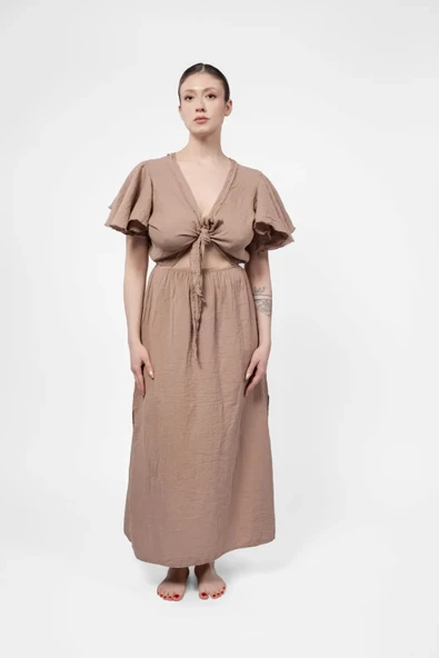 Ateiler Chaputs %100 Pamuk Müslin Niva Bej Elbise One-Size