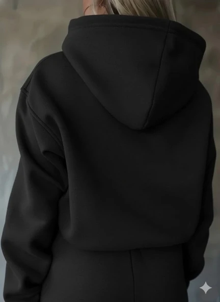 MDB Kadın Uzun Kollu Nope Baskılı Beli Ribanalı Ikili Takım - Resim 3