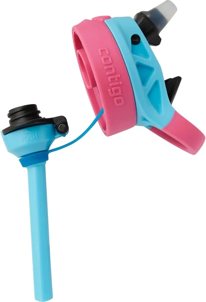 Contigo Çocuk 14 oz AutoSpout Straw Su Şişesi - Mavi Ahududu Yumruk Tilki - 4
