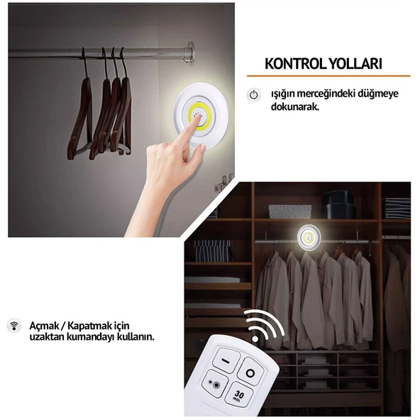 Uzaktan Kumandalı Yapışkanlı Led Spot Lamba-Findit - Resim 4