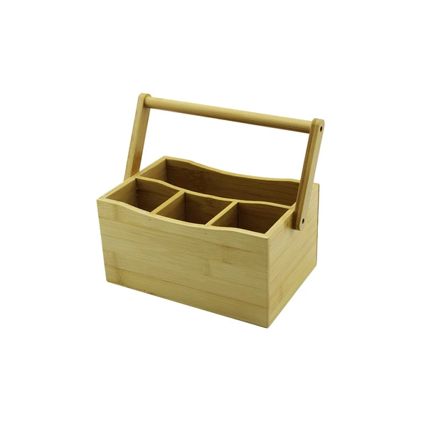 TAŞIMA KULPLU - 3+1 BÖLMELİ   TEZGAH ÜSTÜ  BAMBU - AHŞAP KAŞIKLIK-Findit ürün görseli 1