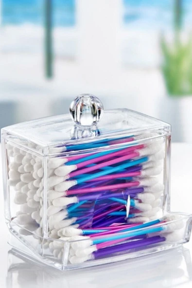 Şeffaf Kapaklı Kulak Temizleme Çubuğu Organizatörü Saklama Kutusu-Findit - Resim 4