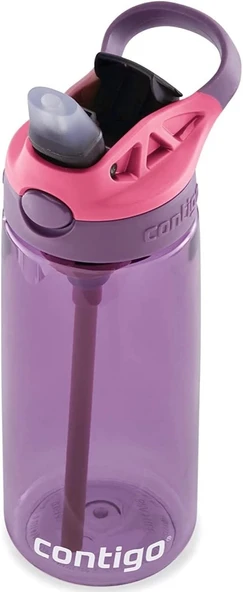 Contigo Aubrey Kids Silikon Pipetli ve Dökülmeye Dayanıklı Kapaklı Temizlenebilir Su Şişesi, Bulaşık Makinesinde Yıkanabilir, 590 ml, Patlıcan - 4
