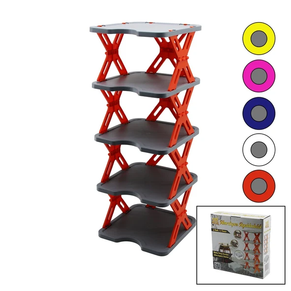 YENİ NESİL AKORDİYON - KATLANIR - 5 KATLI PLASTİK AYAKKABILIK GRİ TABAN-27X27CM - RENKLİ AYAKLAR-Findit ürün görseli