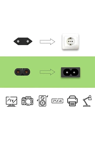 PrimeX PX-TEYP15 1.5 Metre Teyip power Kablo, PS5, PS4,  PS3, XBox Serisi C7 Euro Güç Kablosu - 4