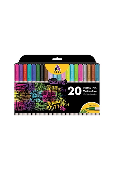 Prime Ink Multisurface 20'li Karma,Ergonomik Gövde,8 klasik,4 Neon,4 Metalik,4 Pastel ürün görseli 1