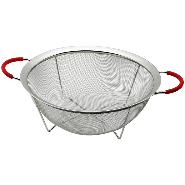 28CM TEL SEPET METAL SÜZGEÇ SİLİKON KILIFLI KULP METAL ÇERÇEVE - AYAK-Findit ürün görseli 1