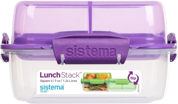 Sistema 2 bölmeli kap to Go polipropilen, 0,835 l, poliüretan, çok renkli, Lt 0.83 - 4